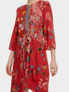 Desigual Red Print Glen Dress Size EU 38 or US 10
